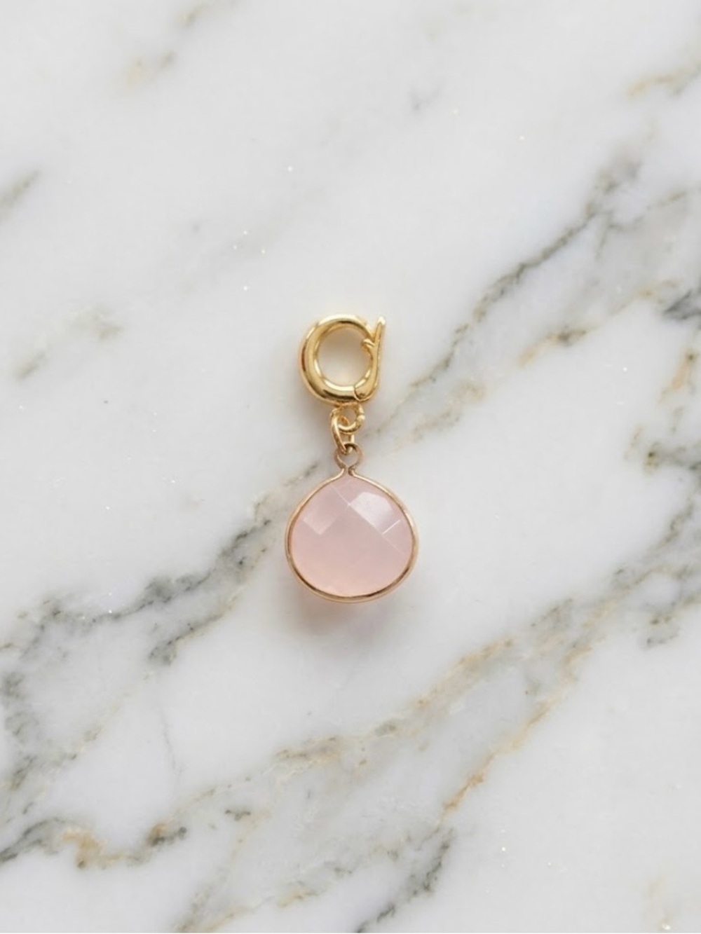 Gold Dangle Charm with Pink Faceted Stone